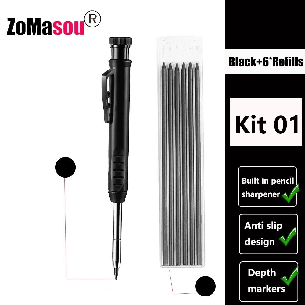 Lápiz de carpintero profesional, marcador de Agujero profundo de cabeza larga de Metal, ingeniería para herramientas de construcción de carpintería, papelería – Kit 01 14 Lápiz de carpintero profesional, marcador de Agujero profundo de cabeza larga de Metal, ingeniería para herramientas de construcción de carpintería, papelería – Kit 01 14