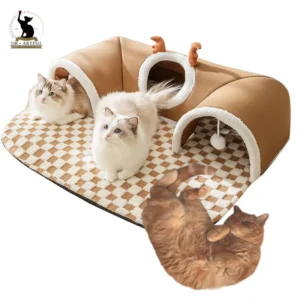Casa de cama tipo túnel para gatos con juguete de Ballet de peluche Peekaboo, acento de tubo para gatitos de interior para gatos pequeños múltiples para conejos 2