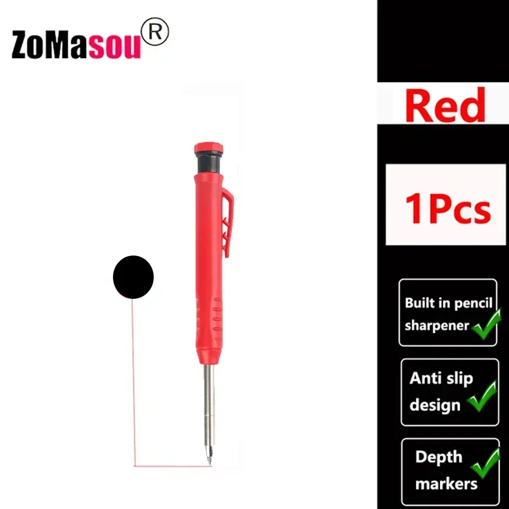 Lápiz de carpintero profesional, marcador de Agujero profundo de cabeza larga de Metal, ingeniería para herramientas de construcción de carpintería, papelería – Red 1Pcs 8 Lápiz de carpintero profesional, marcador de Agujero profundo de cabeza larga de Metal, ingeniería para herramientas de construcción de carpintería, papelería – Red 1Pcs 8