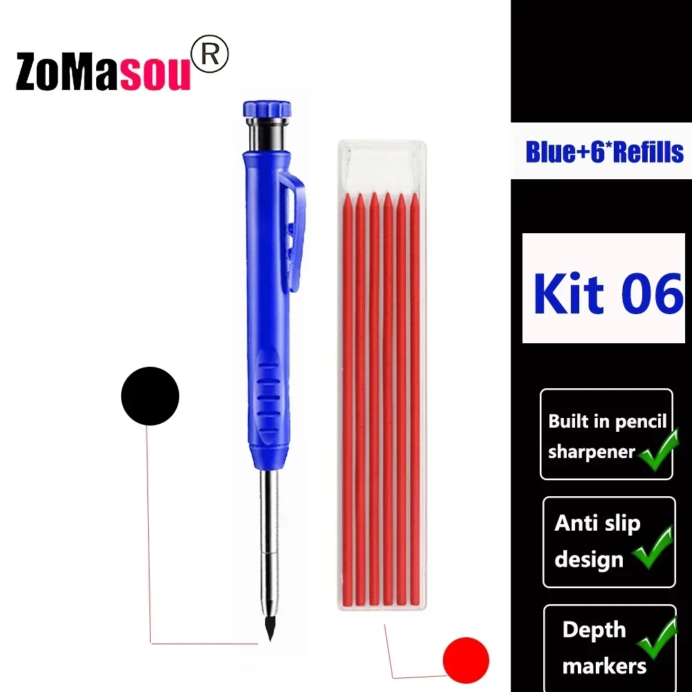 Lápiz de carpintero profesional, marcador de Agujero profundo de cabeza larga de Metal, ingeniería para herramientas de construcción de carpintería, papelería – Kit 06 19 Lápiz de carpintero profesional, marcador de Agujero profundo de cabeza larga de Metal, ingeniería para herramientas de construcción de carpintería, papelería – Kit 06 19