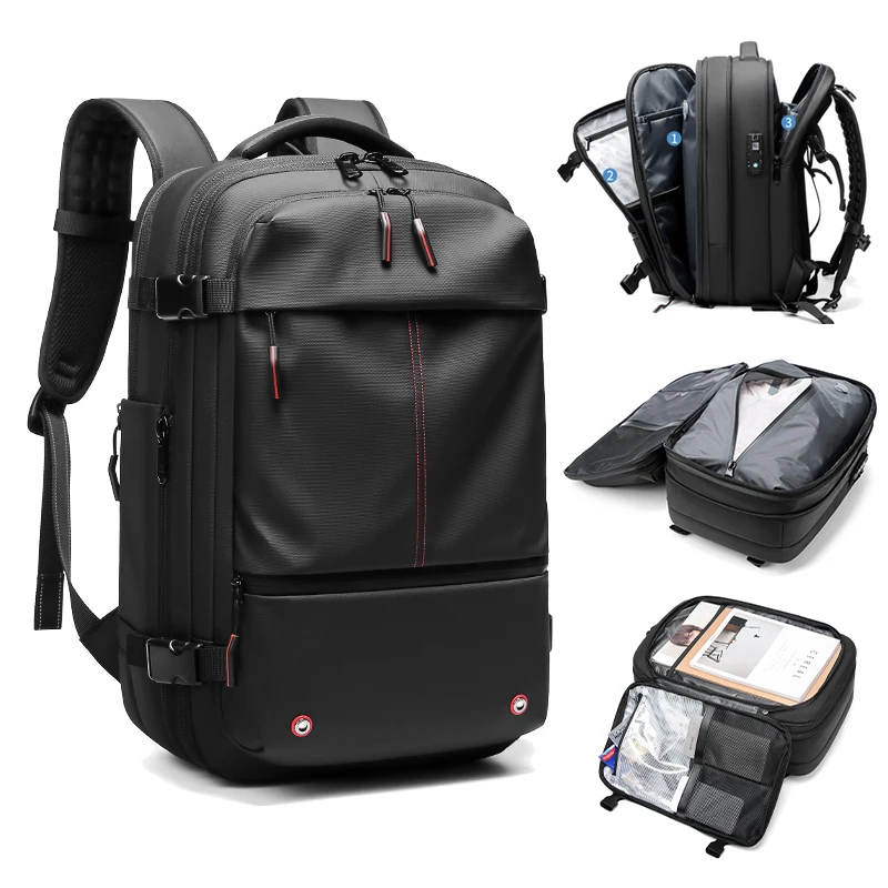 Mochila de compresión al vacío para hombre, bolsa de viaje para ordenador portátil de 17 pulgadas, de gran capacidad, para negocios y escuela 6 Mochila de compresión al vacío para hombre, bolsa de viaje para ordenador portátil de 17 pulgadas, de gran capacidad, para negocios y escuela 6
