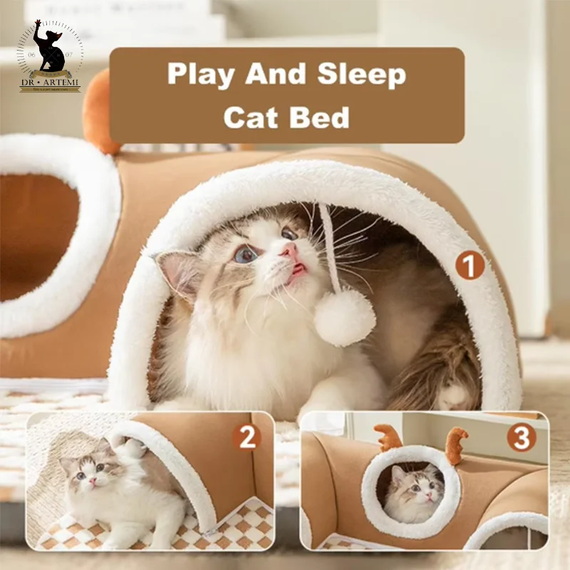 Casa de cama tipo túnel para gatos con juguete de Ballet de peluche Peekaboo, acento de tubo para gatitos de interior para gatos pequeños múltiples para conejos 3 Casa de cama tipo túnel para gatos con juguete de Ballet de peluche Peekaboo, acento de tubo para gatitos de interior para gatos pequeños múltiples para conejos 3