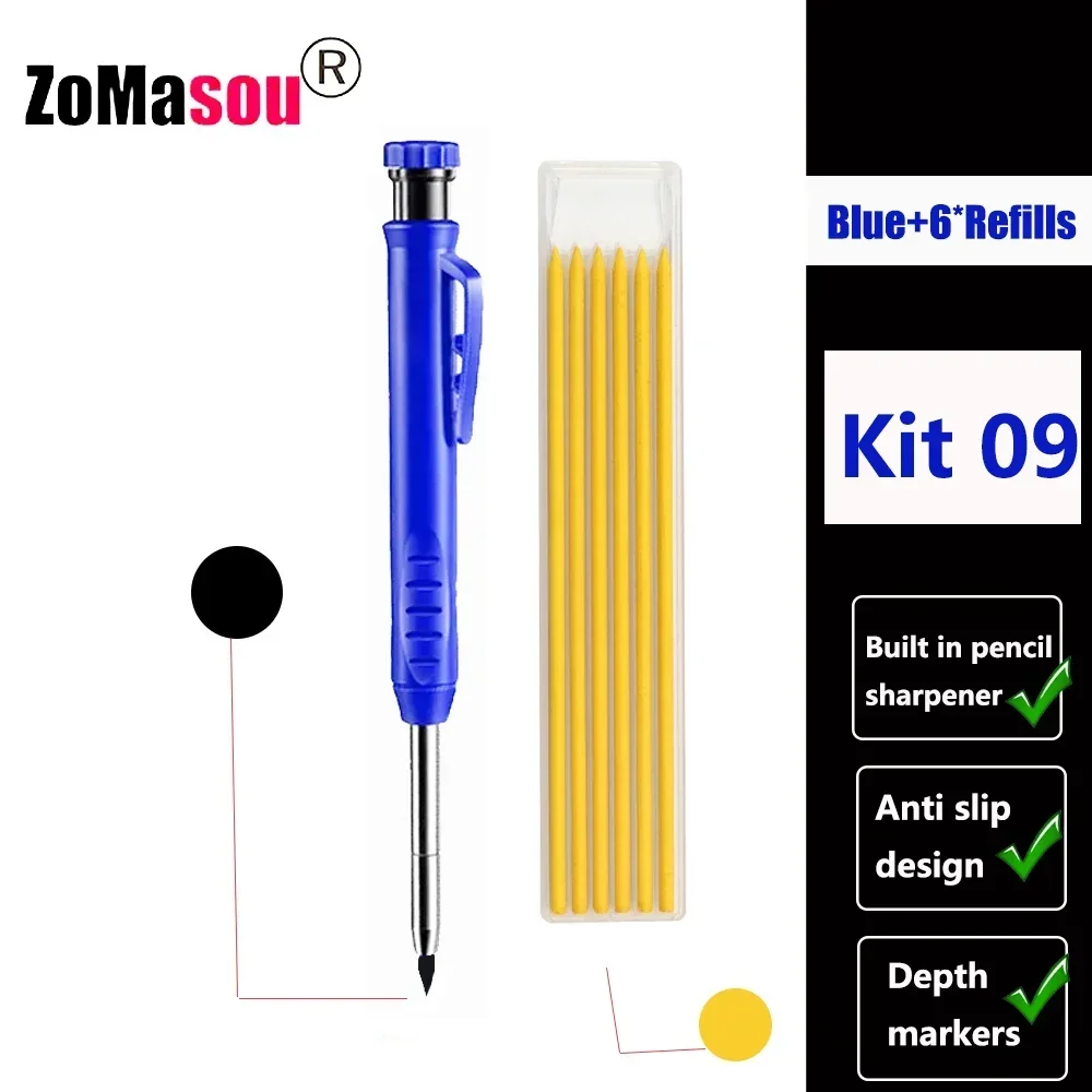Lápiz de carpintero profesional, marcador de Agujero profundo de cabeza larga de Metal, ingeniería para herramientas de construcción de carpintería, papelería – Kit 09 22 Lápiz de carpintero profesional, marcador de Agujero profundo de cabeza larga de Metal, ingeniería para herramientas de construcción de carpintería, papelería – Kit 09 22