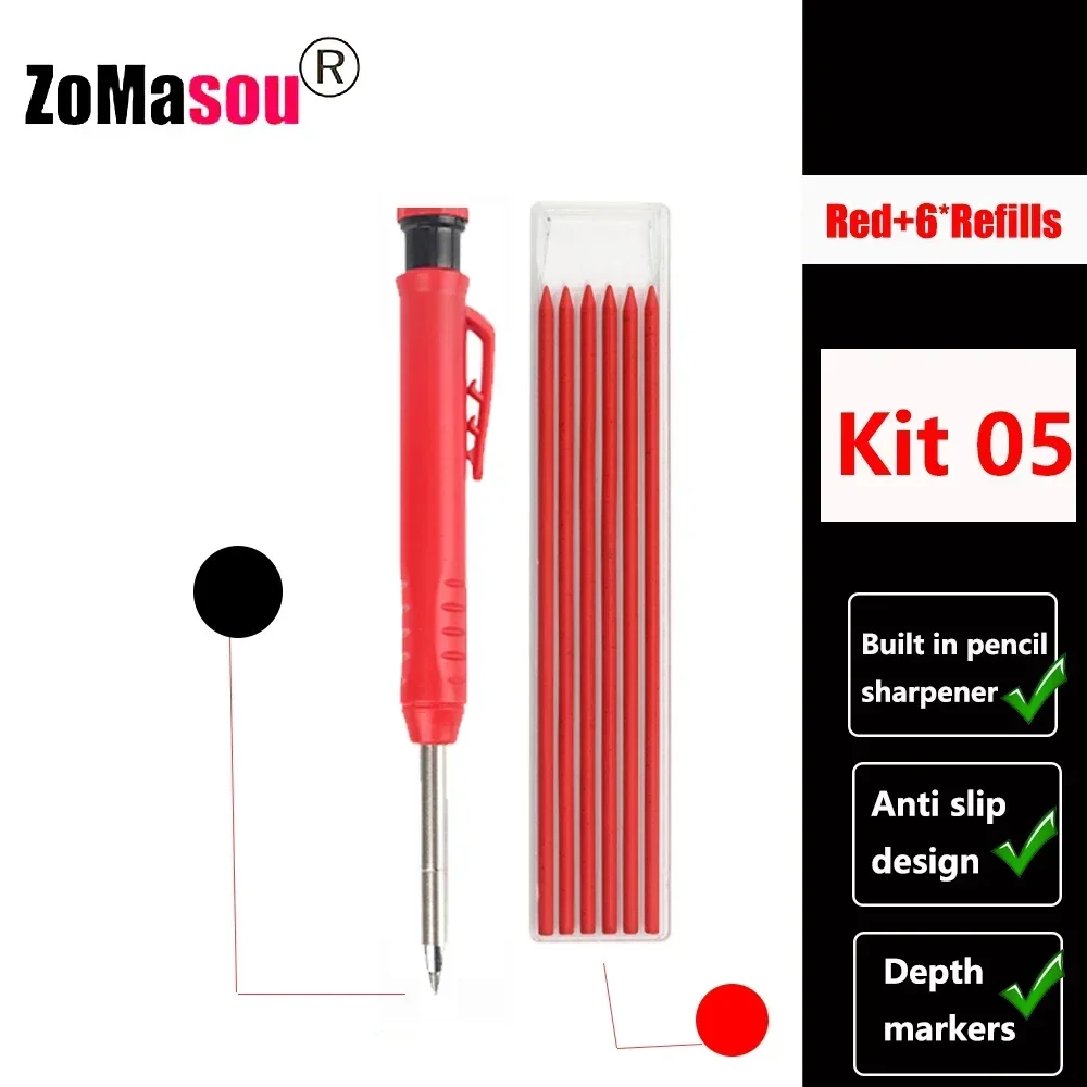 Lápiz de carpintero profesional, marcador de Agujero profundo de cabeza larga de Metal, ingeniería para herramientas de construcción de carpintería, papelería – Kit 05 18 Lápiz de carpintero profesional, marcador de Agujero profundo de cabeza larga de Metal, ingeniería para herramientas de construcción de carpintería, papelería – Kit 05 18
