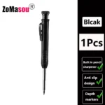 Lápiz de carpintero profesional, marcador de Agujero profundo de cabeza larga de Metal, ingeniería para herramientas de construcción de carpintería, papelería – Black 1Pcs 7 Lápiz de carpintero profesional, marcador de Agujero profundo de cabeza larga de Metal, ingeniería para herramientas de construcción de carpintería, papelería – Black 1Pcs 7