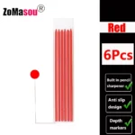 Lápiz de carpintero profesional, marcador de Agujero profundo de cabeza larga de Metal, ingeniería para herramientas de construcción de carpintería, papelería – Red refills 6Pcs 11 Lápiz de carpintero profesional, marcador de Agujero profundo de cabeza larga de Metal, ingeniería para herramientas de construcción de carpintería, papelería – Red refills 6Pcs 11
