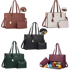 LOVEVOOK Bolsa de almuerzo para mujer, bolsa para laptop de 15.6 pulgadas con compartimento aislado para el almuerzo, bolso acolchado de gran capacidad para computadora con bolso para negocios 1