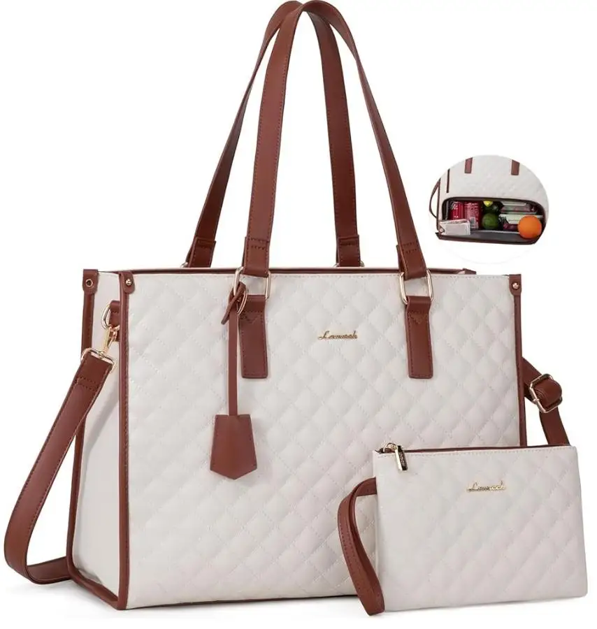 LOVEVOOK Bolsa de almuerzo para mujer, bolsa para laptop de 15.6 pulgadas con compartimento aislado para el almuerzo, bolso acolchado de gran capacidad para computadora con bolso para negocios – QWE003 6 LOVEVOOK Bolsa de almuerzo para mujer, bolsa para laptop de 15.6 pulgadas con compartimento aislado para el almuerzo, bolso acolchado de gran capacidad para computadora con bolso para negocios – QWE003 6