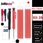 Lápiz de carpintero profesional, marcador de Agujero profundo de cabeza larga de Metal, ingeniería para herramientas de construcción de carpintería, papelería – 2Pen Kit 26 39 Lápiz de carpintero profesional, marcador de Agujero profundo de cabeza larga de Metal, ingeniería para herramientas de construcción de carpintería, papelería – 2Pen Kit 26 39