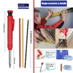 Lápiz de carpintero profesional, marcador de Agujero profundo de cabeza larga de Metal, ingeniería para herramientas de construcción de carpintería, papelería 2 Lápiz de carpintero profesional, marcador de Agujero profundo de cabeza larga de Metal, ingeniería para herramientas de construcción de carpintería, papelería 2