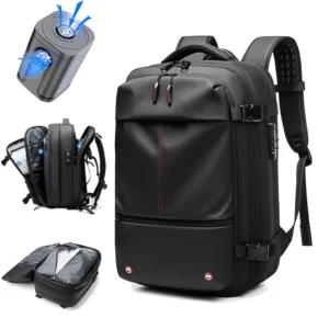 Mochila de compresión al vacío para hombre, bolsa de viaje para ordenador portátil de 17 pulgadas, de gran capacidad, para negocios y escuela 1