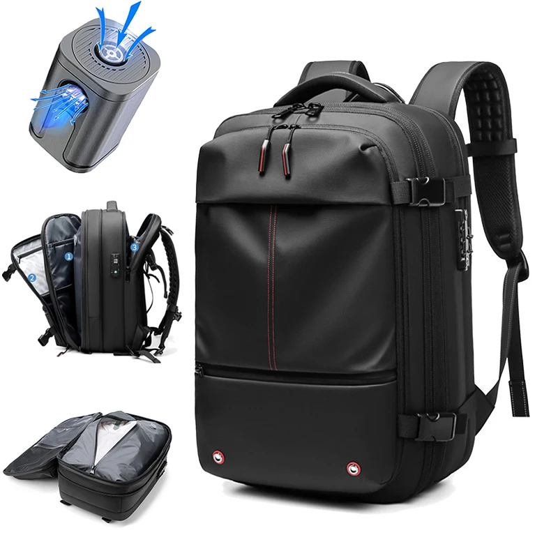 Mochila de compresión al vacío para hombre, bolsa de viaje para ordenador portátil de 17 pulgadas, de gran capacidad, para negocios y escuela 1 Mochila de compresión al vacío para hombre, bolsa de viaje para ordenador portátil de 17 pulgadas, de gran capacidad, para negocios y escuela 1