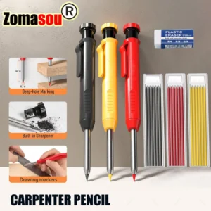 Lápiz de carpintero profesional, marcador de Agujero profundo de cabeza larga de Metal, ingeniería para herramientas de construcción de carpintería, papelería 1