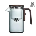 Tetera de contenedor interior con separación de agua, interruptor magnético de un clic, filtración de separación de té, tetera de vidrio, mango de madera para té – Gray	520ml 8 Tetera de contenedor interior con separación de agua, interruptor magnético de un clic, filtración de separación de té, tetera de vidrio, mango de madera para té – Gray	520ml 8