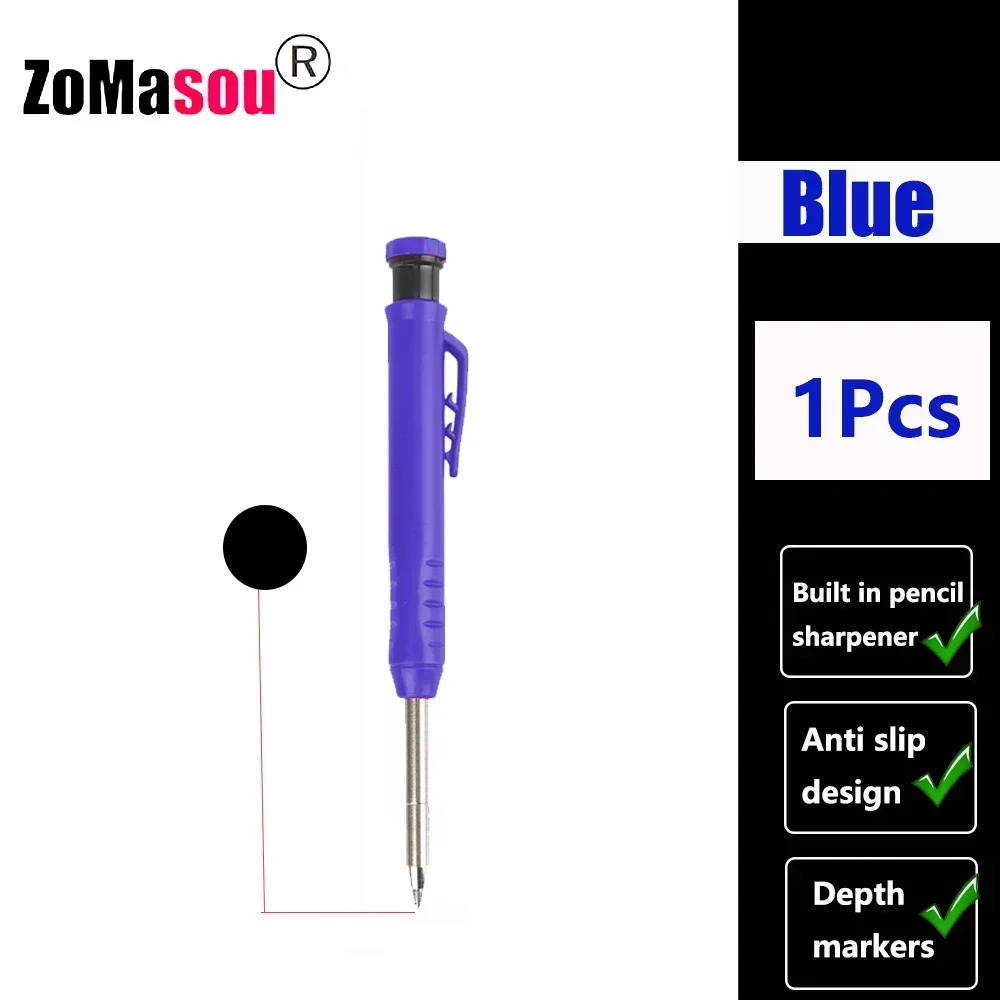 Lápiz de carpintero profesional, marcador de Agujero profundo de cabeza larga de Metal, ingeniería para herramientas de construcción de carpintería, papelería – Blue 1Pcs 9 Lápiz de carpintero profesional, marcador de Agujero profundo de cabeza larga de Metal, ingeniería para herramientas de construcción de carpintería, papelería – Blue 1Pcs 9