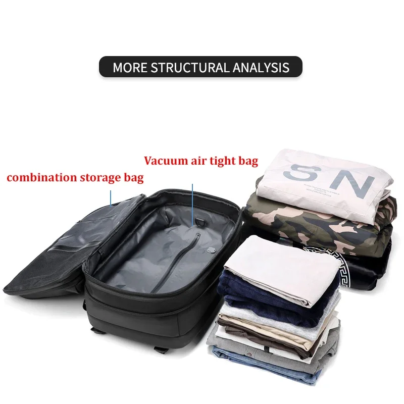 Mochila de compresión al vacío para hombre, bolsa de viaje para ordenador portátil de 17 pulgadas, de gran capacidad, para negocios y escuela 3 Mochila de compresión al vacío para hombre, bolsa de viaje para ordenador portátil de 17 pulgadas, de gran capacidad, para negocios y escuela 3