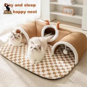 Casa de cama tipo túnel para gatos con juguete de Ballet de peluche Peekaboo, acento de tubo para gatitos de interior para gatos pequeños múltiples para conejos 1