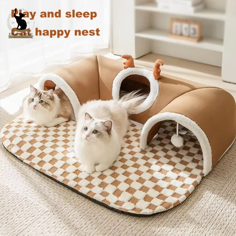 Casa de cama tipo túnel para gatos con juguete de Ballet de peluche Peekaboo, acento de tubo para gatitos de interior para gatos pequeños múltiples para conejos 1 Casa de cama tipo túnel para gatos con juguete de Ballet de peluche Peekaboo, acento de tubo para gatitos de interior para gatos pequeños múltiples para conejos 1