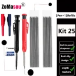 Lápiz de carpintero profesional, marcador de Agujero profundo de cabeza larga de Metal, ingeniería para herramientas de construcción de carpintería, papelería – 2Pen Kit 25 38 Lápiz de carpintero profesional, marcador de Agujero profundo de cabeza larga de Metal, ingeniería para herramientas de construcción de carpintería, papelería – 2Pen Kit 25 38