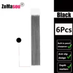 Lápiz de carpintero profesional, marcador de Agujero profundo de cabeza larga de Metal, ingeniería para herramientas de construcción de carpintería, papelería – Black refills 6Pcs 10 Lápiz de carpintero profesional, marcador de Agujero profundo de cabeza larga de Metal, ingeniería para herramientas de construcción de carpintería, papelería – Black refills 6Pcs 10