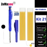Lápiz de carpintero profesional, marcador de Agujero profundo de cabeza larga de Metal, ingeniería para herramientas de construcción de carpintería, papelería – Kit 21 34 Lápiz de carpintero profesional, marcador de Agujero profundo de cabeza larga de Metal, ingeniería para herramientas de construcción de carpintería, papelería – Kit 21 34