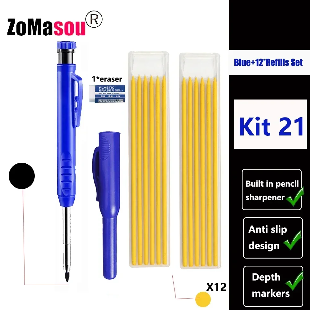 Lápiz de carpintero profesional, marcador de Agujero profundo de cabeza larga de Metal, ingeniería para herramientas de construcción de carpintería, papelería – Kit 21 34 Lápiz de carpintero profesional, marcador de Agujero profundo de cabeza larga de Metal, ingeniería para herramientas de construcción de carpintería, papelería – Kit 21 34