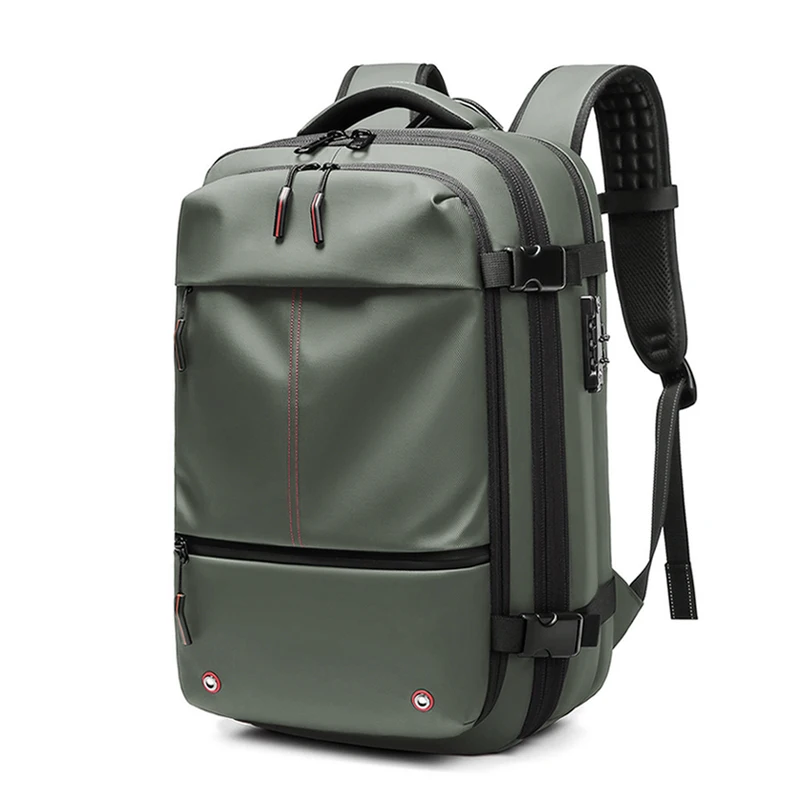 Mochila de compresión al vacío para hombre, bolsa de viaje para ordenador portátil de 17 pulgadas, de gran capacidad, para negocios y escuela – Verde militar 8 Mochila de compresión al vacío para hombre, bolsa de viaje para ordenador portátil de 17 pulgadas, de gran capacidad, para negocios y escuela – Verde militar 8