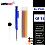 Lápiz de carpintero profesional, marcador de Agujero profundo de cabeza larga de Metal, ingeniería para herramientas de construcción de carpintería, papelería – Kit 12 25 Lápiz de carpintero profesional, marcador de Agujero profundo de cabeza larga de Metal, ingeniería para herramientas de construcción de carpintería, papelería – Kit 12 25