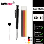 Lápiz de carpintero profesional, marcador de Agujero profundo de cabeza larga de Metal, ingeniería para herramientas de construcción de carpintería, papelería – Kit 10 23 Lápiz de carpintero profesional, marcador de Agujero profundo de cabeza larga de Metal, ingeniería para herramientas de construcción de carpintería, papelería – Kit 10 23