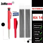 Lápiz de carpintero profesional, marcador de Agujero profundo de cabeza larga de Metal, ingeniería para herramientas de construcción de carpintería, papelería – Kit 14 27 Lápiz de carpintero profesional, marcador de Agujero profundo de cabeza larga de Metal, ingeniería para herramientas de construcción de carpintería, papelería – Kit 14 27