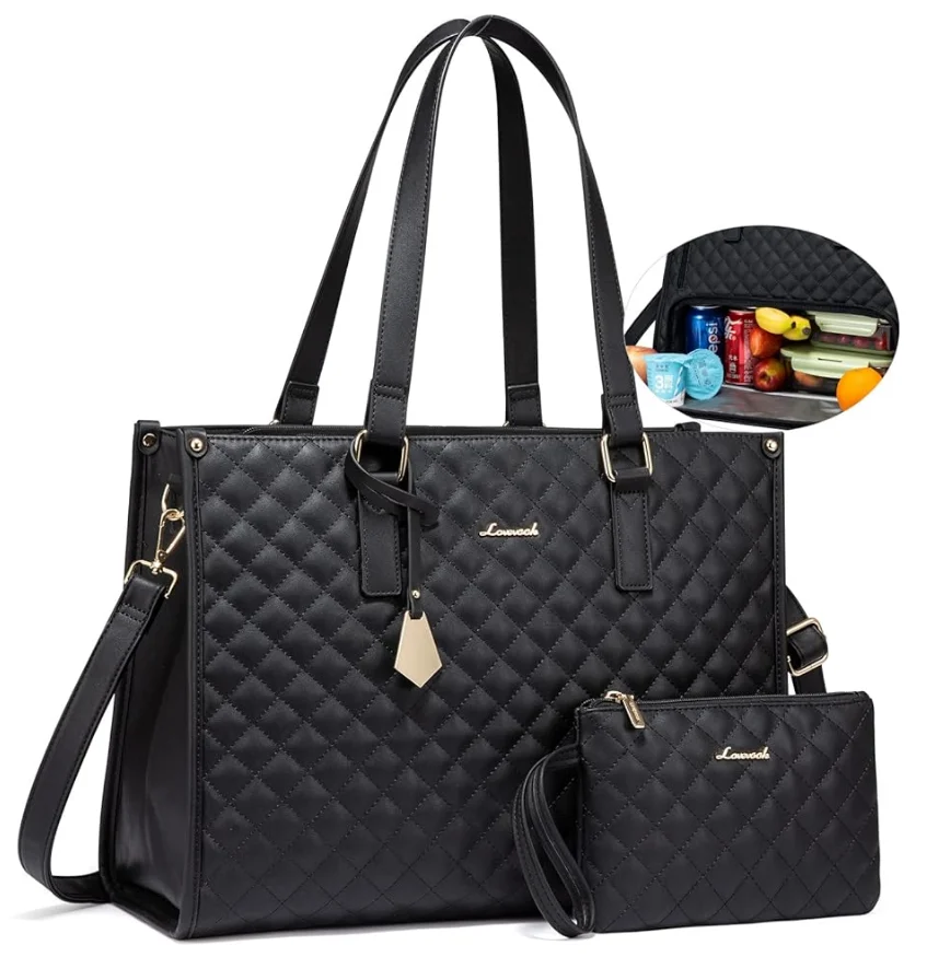 LOVEVOOK Bolsa de almuerzo para mujer, bolsa para laptop de 15.6 pulgadas con compartimento aislado para el almuerzo, bolso acolchado de gran capacidad para computadora con bolso para negocios – QWE001 2 LOVEVOOK Bolsa de almuerzo para mujer, bolsa para laptop de 15.6 pulgadas con compartimento aislado para el almuerzo, bolso acolchado de gran capacidad para computadora con bolso para negocios – QWE001 2