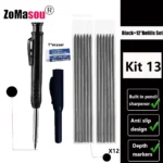 Lápiz de carpintero profesional, marcador de Agujero profundo de cabeza larga de Metal, ingeniería para herramientas de construcción de carpintería, papelería – Kit 13 26 Lápiz de carpintero profesional, marcador de Agujero profundo de cabeza larga de Metal, ingeniería para herramientas de construcción de carpintería, papelería – Kit 13 26