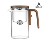 Tetera de contenedor interior con separación de agua, interruptor magnético de un clic, filtración de separación de té, tetera de vidrio, mango de madera para té – White	520ml 7 Tetera de contenedor interior con separación de agua, interruptor magnético de un clic, filtración de separación de té, tetera de vidrio, mango de madera para té – White	520ml 7