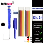 Lápiz de carpintero profesional, marcador de Agujero profundo de cabeza larga de Metal, ingeniería para herramientas de construcción de carpintería, papelería – Kit 24 37 Lápiz de carpintero profesional, marcador de Agujero profundo de cabeza larga de Metal, ingeniería para herramientas de construcción de carpintería, papelería – Kit 24 37