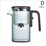 Tetera de contenedor interior con separación de agua, interruptor magnético de un clic, filtración de separación de té, tetera de vidrio, mango de madera para té – Gray	720ml 9 Tetera de contenedor interior con separación de agua, interruptor magnético de un clic, filtración de separación de té, tetera de vidrio, mango de madera para té – Gray	720ml 9
