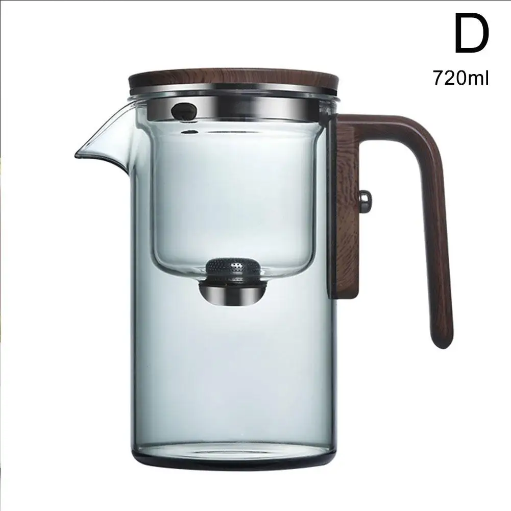 Tetera de contenedor interior con separación de agua, interruptor magnético de un clic, filtración de separación de té, tetera de vidrio, mango de madera para té – Gray	720ml 9 Tetera de contenedor interior con separación de agua, interruptor magnético de un clic, filtración de separación de té, tetera de vidrio, mango de madera para té – Gray	720ml 9
