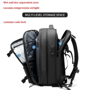 Mochila de compresión al vacío para hombre, bolsa de viaje para ordenador portátil de 17 pulgadas, de gran capacidad, para negocios y escuela 2
