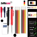 Lápiz de carpintero profesional, marcador de Agujero profundo de cabeza larga de Metal, ingeniería para herramientas de construcción de carpintería, papelería – 2Pen Kit 27 40 Lápiz de carpintero profesional, marcador de Agujero profundo de cabeza larga de Metal, ingeniería para herramientas de construcción de carpintería, papelería – 2Pen Kit 27 40