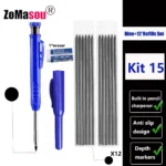 Lápiz de carpintero profesional, marcador de Agujero profundo de cabeza larga de Metal, ingeniería para herramientas de construcción de carpintería, papelería – Kit 15 28 Lápiz de carpintero profesional, marcador de Agujero profundo de cabeza larga de Metal, ingeniería para herramientas de construcción de carpintería, papelería – Kit 15 28